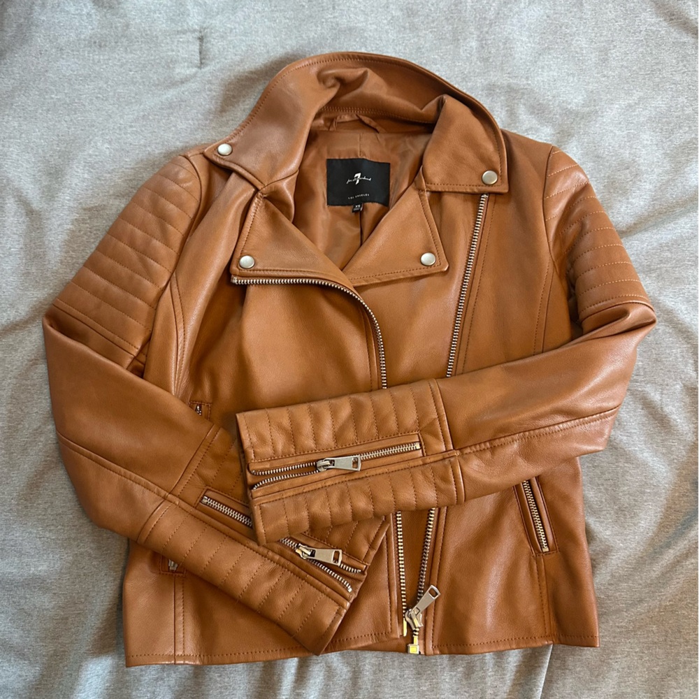 7 for All Mankind Tan Faux Leather Jacket